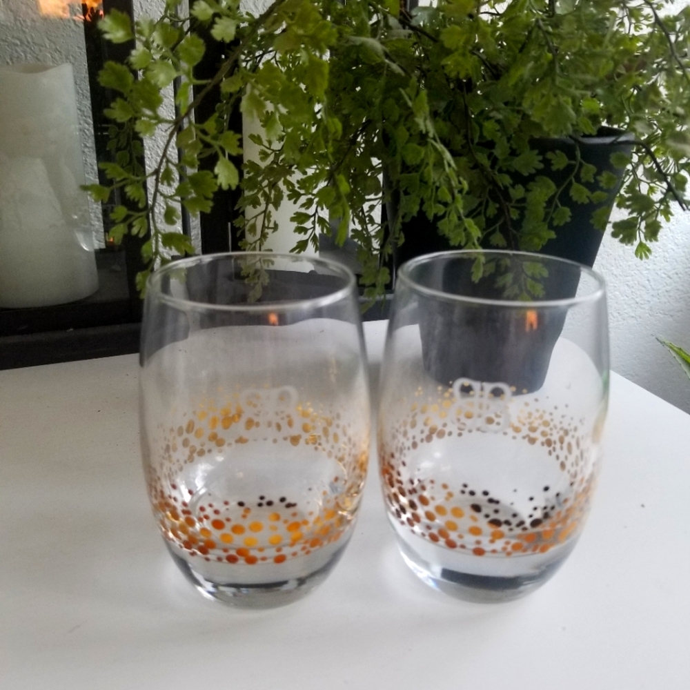 2 Bailey's Irish Cream Gold Dot Glasses